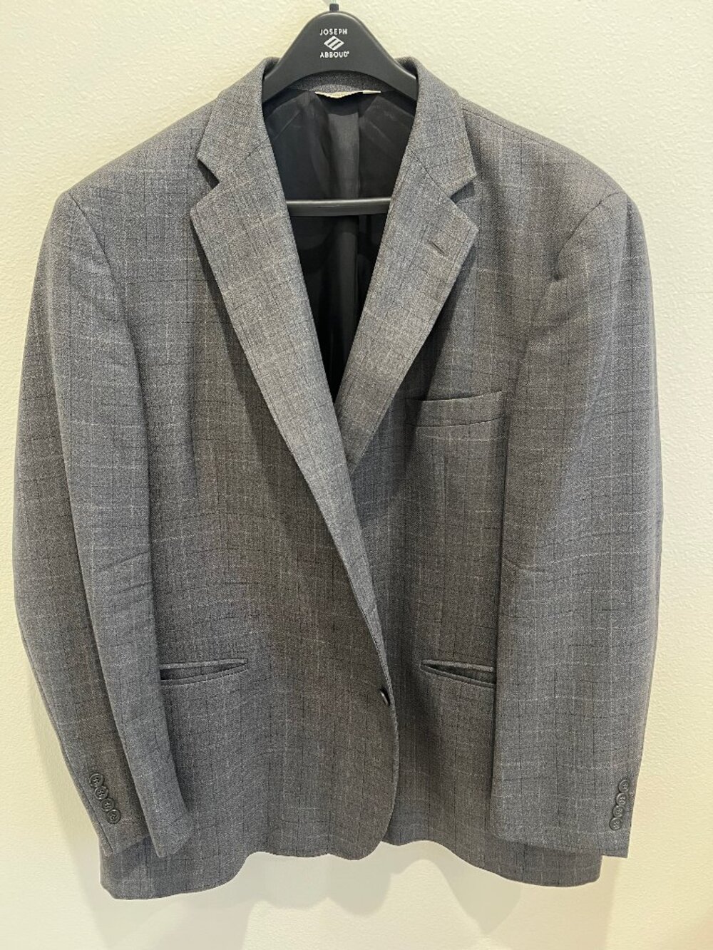 Pronto Uomo Sport Coat 52L 100% Wool Gray Windowpane Plaid Blazer